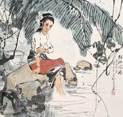 宋吟可 1986年作 版纳风情 立轴